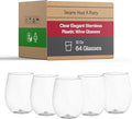 Smarty Had A Party 64 Piece Clear Disposable Stemless Wine Glasses – 12 oz Clear Plastic Cups – Nice Disposable Cups, Plastic Spritz Glasses for Weddings, Birthdays, Parties & All Events