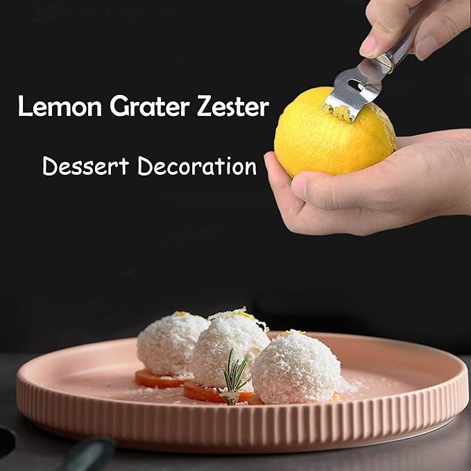 3-Pack Stainless Steel Citrus Zester Tool - Orange & Lemon Zester, Grater, Peeler, Twist Tool, Cocktail Garnish for Kitchen & Bar, Dishwasher Safe