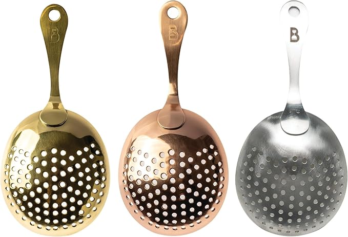 Bull in China Julep Strainer with Handle - Stainless Steel | Bar Hand Sieve | Cocktail Sieve | Strainer for Bartending