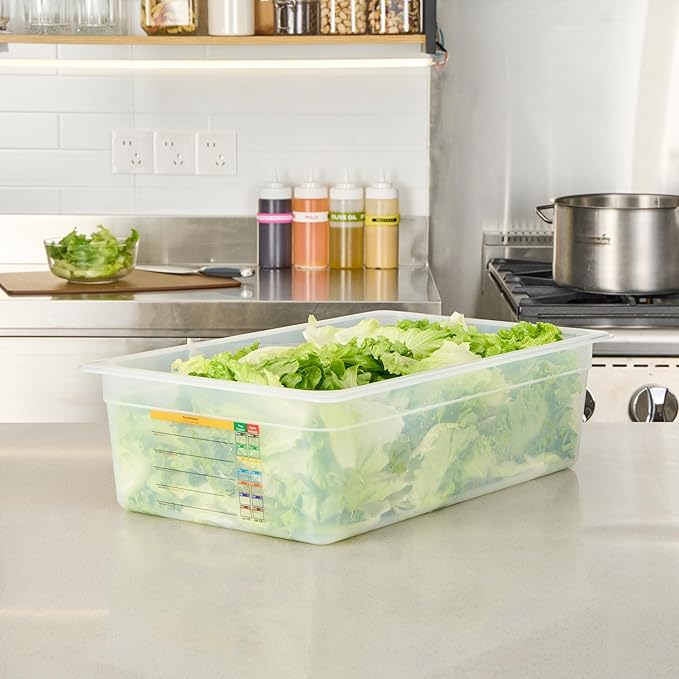 Restaurantware Food Pans Pack of 10 Plastic Rectangle Food Containers Full Size with Traceability Label, Storage Containers Dishwashable Hot Cold Friendly for Restaurants Buffet Commercial Use