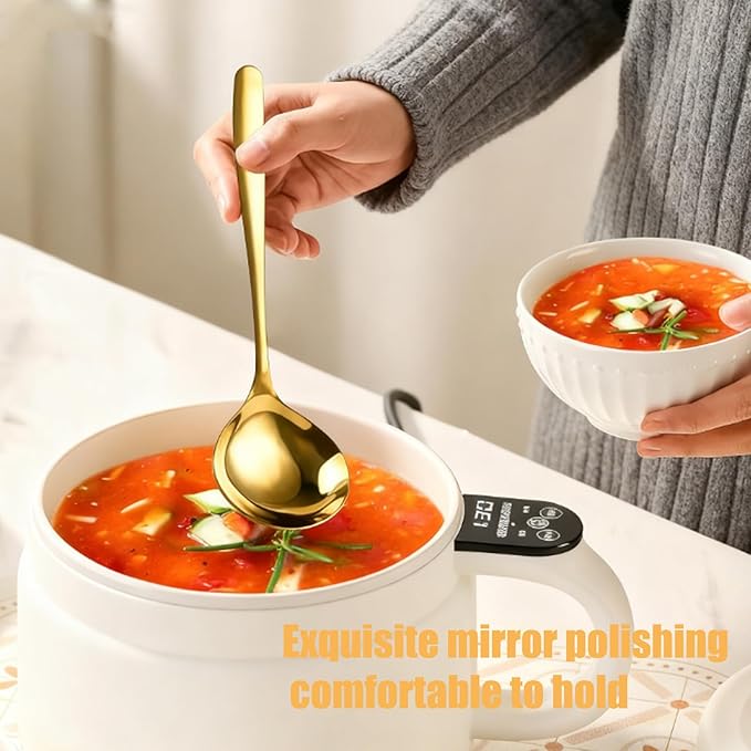 Small Stainless Steel golden Ladle, 7.9-Inch, 2-Pack， Ideal Soup Ladle for Serving Gravy, Sauce, and Soup | Crafted from Premium 18/10 Stainless Steel, Durable and Easy Clean