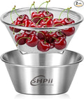 2 Piece Mini 304 Stainless Steel Colander with Mixing Bowl, Kitchen Cooking, Washing Fruits and Vegetables, Back of House Preparation (800ML)