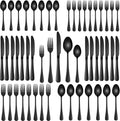 30 PCs Flatware Sets,Black Stainless Steel Silverware Sets Service For 6 Person,Durable Cutlery Sets For Home,Party,Restaurant,Tableware Cutlery Sets
