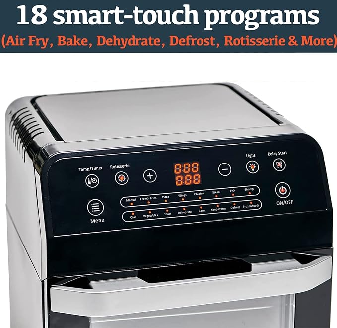 Yedi Total Package 18-in-1 Air Fryer Oven, Air Fryer with Rotisserie and Dehydrator + 100 Recipes, 12.7 Quart