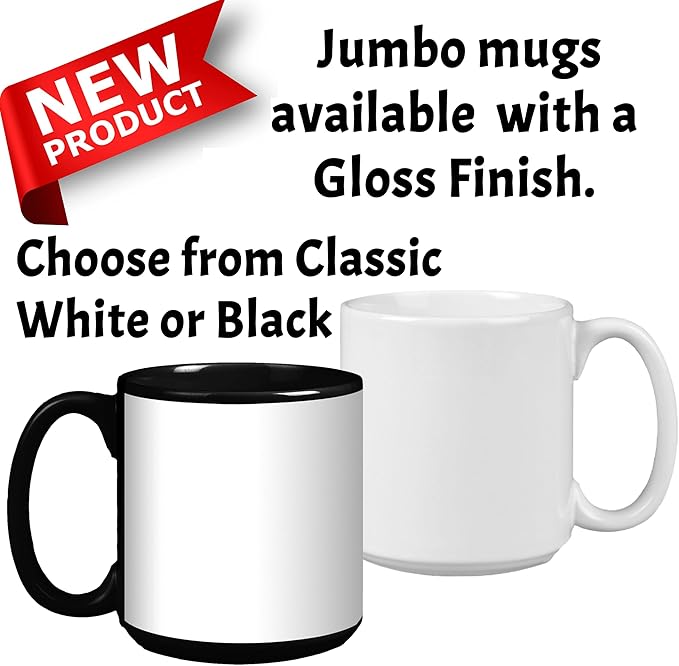 Custom Photo Ceramic Coffee Mug, Jumbo Sized-20oz, Glossy or Matte Finish (7 Images-No Text)