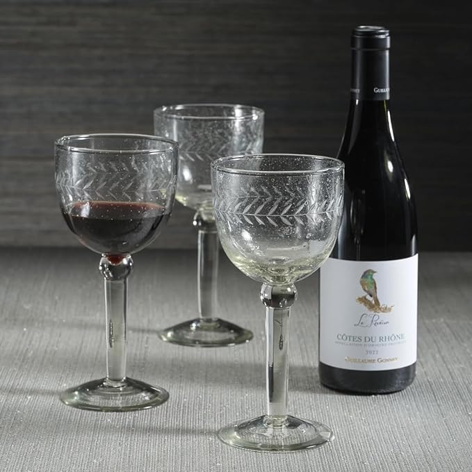 Zodax Tuscan Handmade Etched Glass - Set of 1 (Goblet)