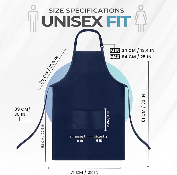 Utopia Kitchen 4 Pack Bib Apron Adjustable with 2 Pockets, Water and Oil Resistant, Cooking Kitchen Chef Apron for Women Men