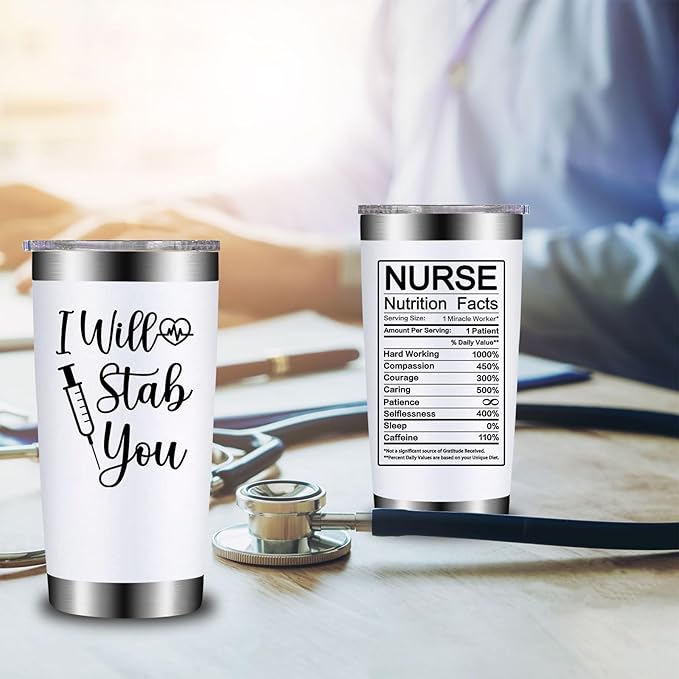 Nurse Gifts for Women - Nurses Week Gift - Nurse Graduation Appreciation Christmas Gifts for Nurses, Practitioner - 20oz I Will Stab You Tumbler Cup