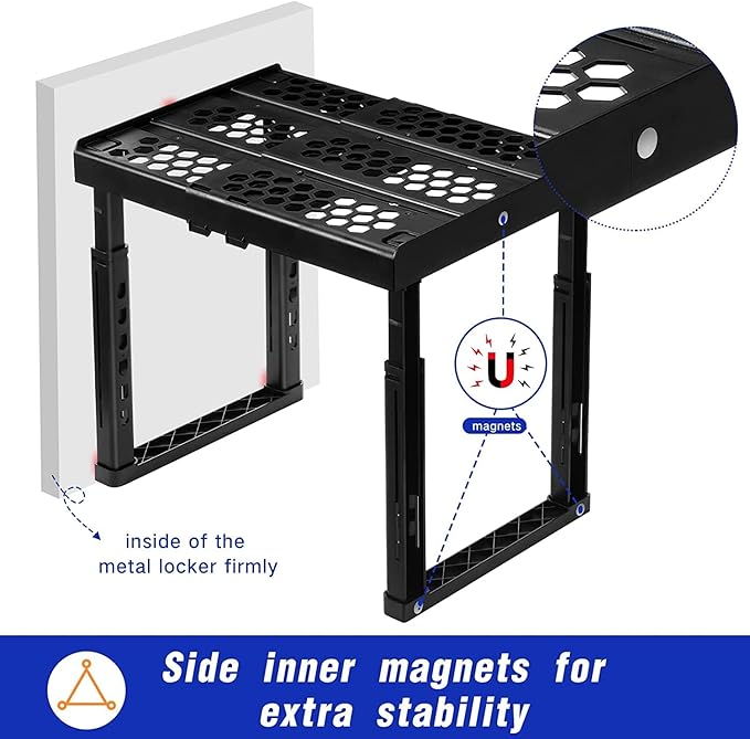 Locker Organizer Shelf， Adjustable Width and Height, Ideal Locker for School, Office, and Gym Lockers… (White 2 Pack)