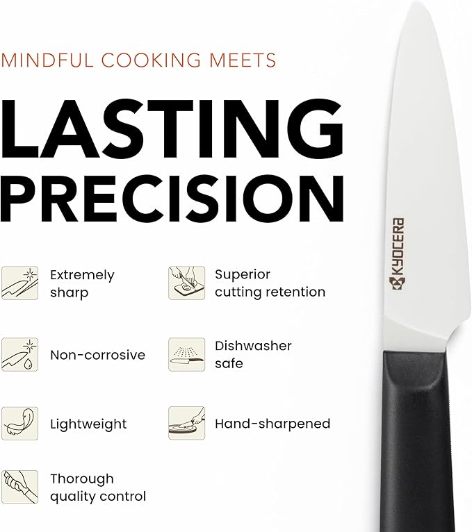 Kyocera INNOVATIONwhite 3" Ceramic Paring Knife - White Z212 Blade with Non-Slip Black Handle