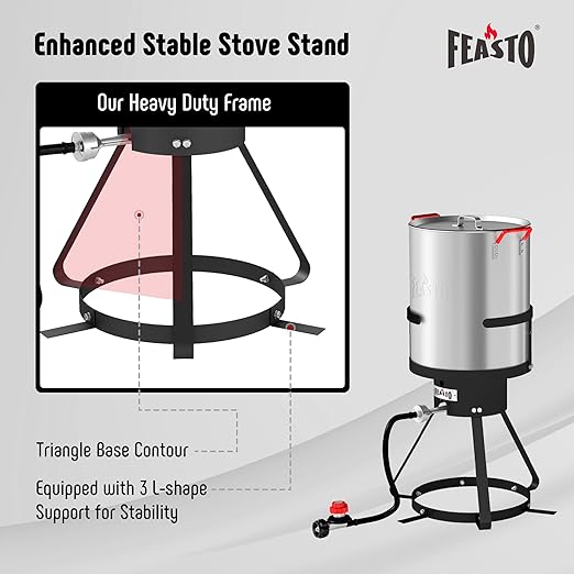 30 Qt Aluminum Turkey Fryer Pot with Stockpot Basket & 50,000 BTU Propane Gas Burner, Outdoor Deep Fryer & Seafood Boil Pot-Outdoor Cooker for Crawfish, Crab, Shrimp and Frying