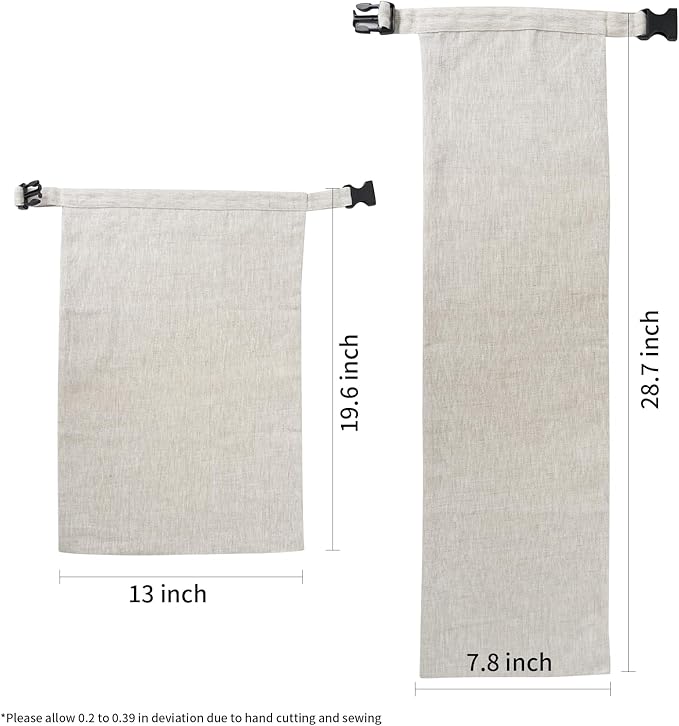 2 Pack 100% Linen Bread Bags for Homemade Bread Sourdough 13 x 19.6 Inch Reusable Bread Storage Bag 7.8 x 28.7 Inch for large Baguette (Linen)