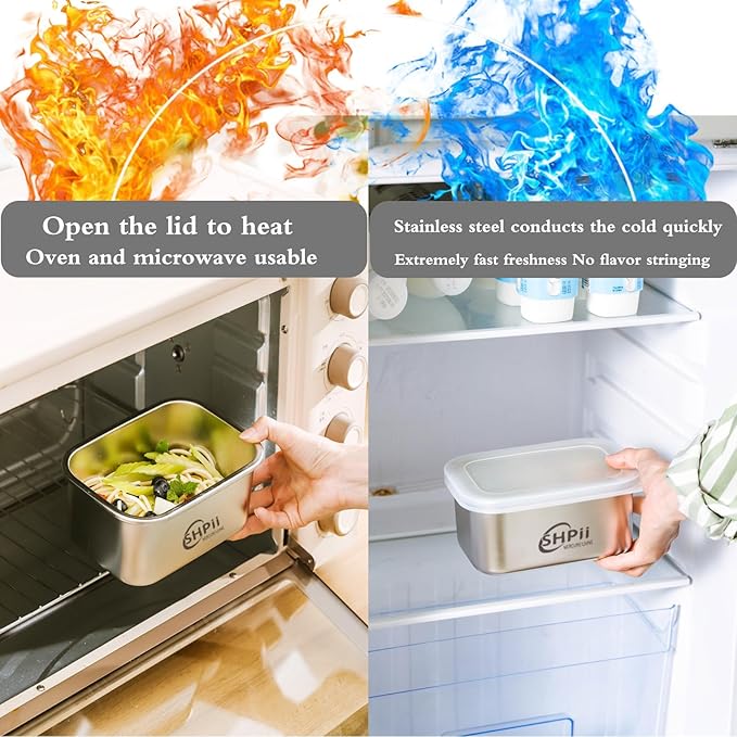 Square Colander Set,304 Stainless Steel with PE Lid,Storage Container,Prep,Tofu Drainer,Shellfish Drainer,Back of House Preparation,Refrigerator Storage,Picnic Party (1100ML)