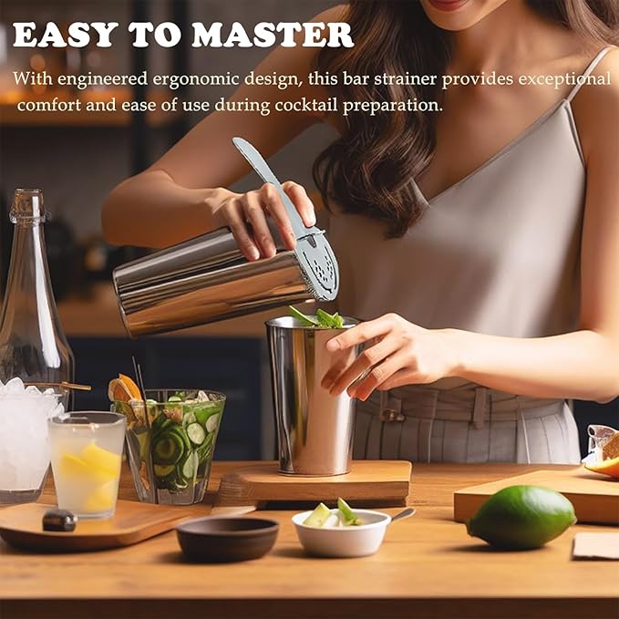 Hawthorne Strainer for Cocktails 2 Prong Bar Strainer with Removable Spring Stainless Steel Mixed Drink Strainer for Bartending