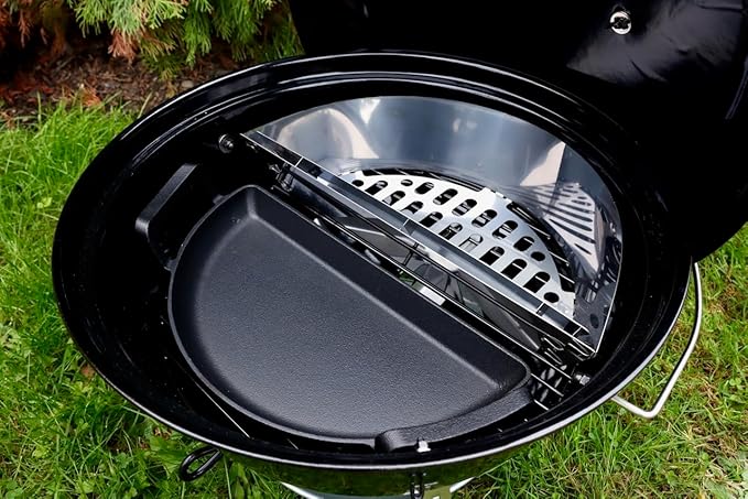 SnS Grills Slow ‘N Sear Cast Iron Drip 'N Griddle Pan 18", 3-in-1 Versatile Grill Accessory for Searing, Griddle and Drippings - Fits Weber & other 18” Kettle Grills