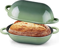 Onader Enameled Cast Iron Dutch Oven, 2.8QT Dutch Oven Pot with Lid for Sourdough Bread Baking, Oval Meatloaf Pan, Heavy Duty - Pistachio Green