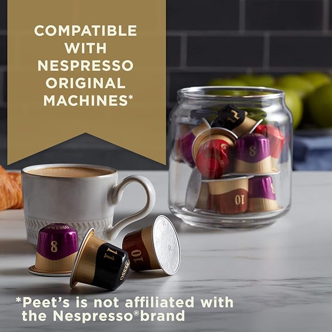 Peet's Coffee, Dark Roast Espresso Capsules, Compatible with Nespresso Original Machines - Major Dickason's Blend Intensity 11, 50 Count (5 Boxes of 10 Espresso Capsules)