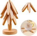 Generic Wooden Trivets for Hot Dishes with 4 Beech Wood Hot Plate Mats, Used as Jungle Theme Decorations and for Table Protection for Hot Dishes/Pots/Bowls/Teapots/Drinks/and Plates, LIN-HAO001