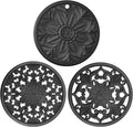 Silicone Trivet Mat Set of 3 Heat Resistant Black Pot Holders for Non-Slip Hot Pans Thick Creative Shapes for Dining Table Kitchen Countertops Tablecloth Protection