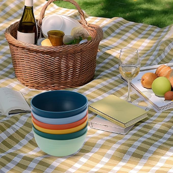 Lazycorner 12 Pcs Wheat Straw Cereal Bowls 26 Oz Wheat Straw Bowls Set Reusable Plastic Bowls for Soup Microwave & Dishwasher Safe Soup and Salad Bowls