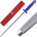 Efficient 12 Inch Honing Rod Magnetized Super Hardness Sharpening Rod Knife Sharpener Steel for Kitchen Knives Carbon Steel, Honing Steel with Gift Box Round 3200 Grit Brushed Blue