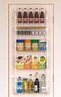 White Over the Door Pantry Organizer 5 Tier, Adjustable Basket Pantry Door Organizer and Storage, Heavy Duty Metal Kitchen Hanging Spice Rack (D5xW19xH50 Inches)