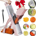 Safe Mandoline Food Slicer for Kitchen - Vegetable Chopper With Adjustable Thickness, Multifunctional Veggie Chopper Vegetable Cutter Slicer Dicer For Onion Potato Tomato - Pink