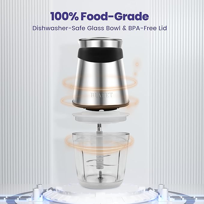 Electric food processor vegetable chopper 500W one 2.5cup bowl one bi-layer 4 blades Mini Food chopper for home use,Mincing, and Puree for kitchen aid, baby foot