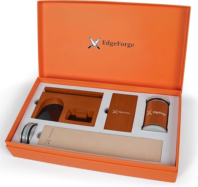 Premium Rolling Knife Sharpener Kit - Two Extra Disc, Leather Strop and Stand - Elegant Gift for Chefs & Cooks - Knife Sharpening Kit for Kitchen & Pocket Knives