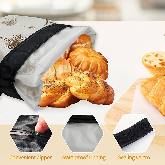 4 Pcs Reusable Beeswax Bread Bags for Homemade Bread 17" x12" Sourdough Storage Bags with Foodgrade TPU Lining Food Wraps to Keeping Fresh Loaf Fresh Freezer Baker Baking Supplies (Beige)
