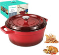 HAUSHOF 5.3QT Enameled Cast Iron Dutch Oven with Lid, Non-Stick Pot for Sourdough Bread Baking, Stewing, Rosting, Island Spice Red