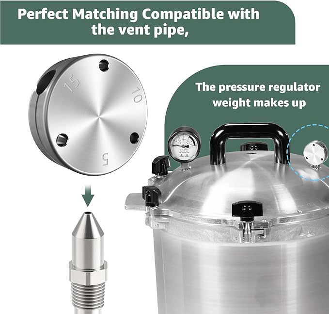 Pressure Regulator Weight Replacement for 1930-10.5 qt,15.5 qt,21.5qt,25 qt,30qt,41.5qt Pressure Cooker Canner - Fits All Our Pressure Cookers/Canners with a Vent Pipe