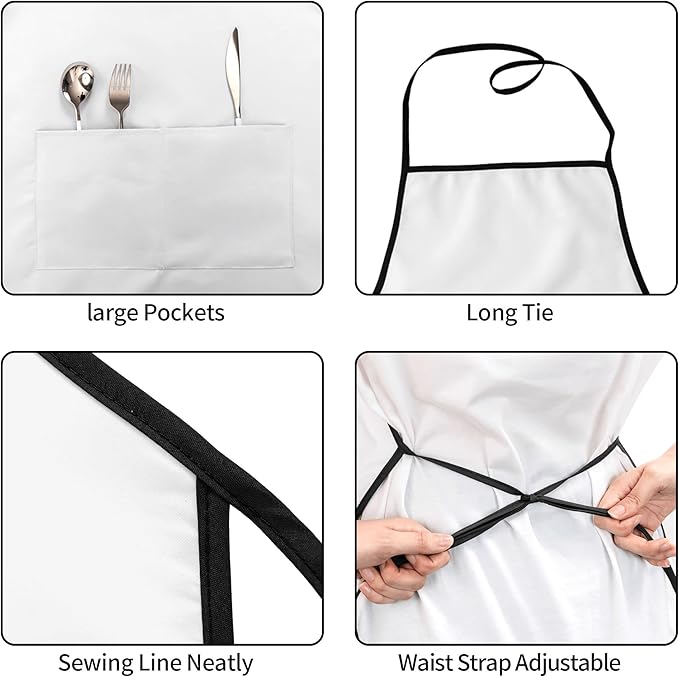 Apron with Pockets for Cooking Chef Kitchen Work Gardening and Salon Size 20.4x28.3 Inch