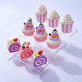 3 Pcs Acrylic Display Risers, Rectangle Acrylic Risers for Display Suitable for Food Dessert, Perfume, Cosmetics, Jewelry, Collectibles, Puppets, Anime Characters acrylic risers