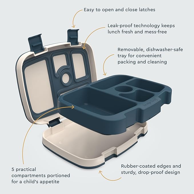 Bentgo Kids Prints Leak-Proof, 5-Compartment Bento-Style Kids Lunch Box - Ideal Portion Sizes for Ages 3-7, Durable, Drop-Proof, Dishwasher Safe, & PFAS & BPA-Free Materials (Friendly Skies)