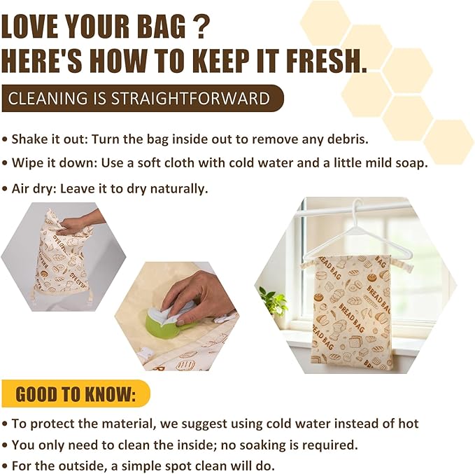 1 Pack Beeswax Bread Bags for Sourdough Reusable Bread Bags Food Storage Bag Large Capacity Portable Freshness Preservation Homemade Sourdough Bread Storage Bag