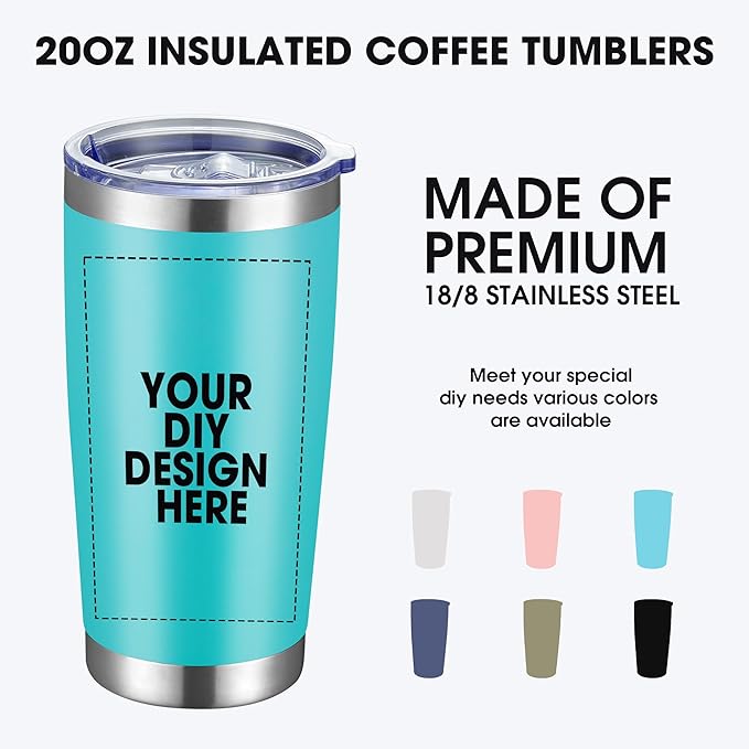 Personalized Coffee Tumbler Print in USA 20oz Stainless Steel Double Wall Insulated Coffee Cup With Text Photo Logo