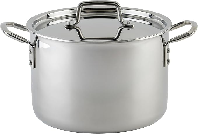 WINCO Tri-Ply Stock Pot, 8-quart, Silver