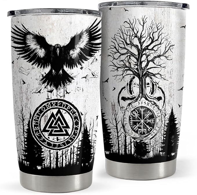 Viking Tumbler 20oz Stainless Steel Insulated Coffee Travel Mug Cup Viking Gifts for Men Husband Dad on Birthday Christmas Fathers Day