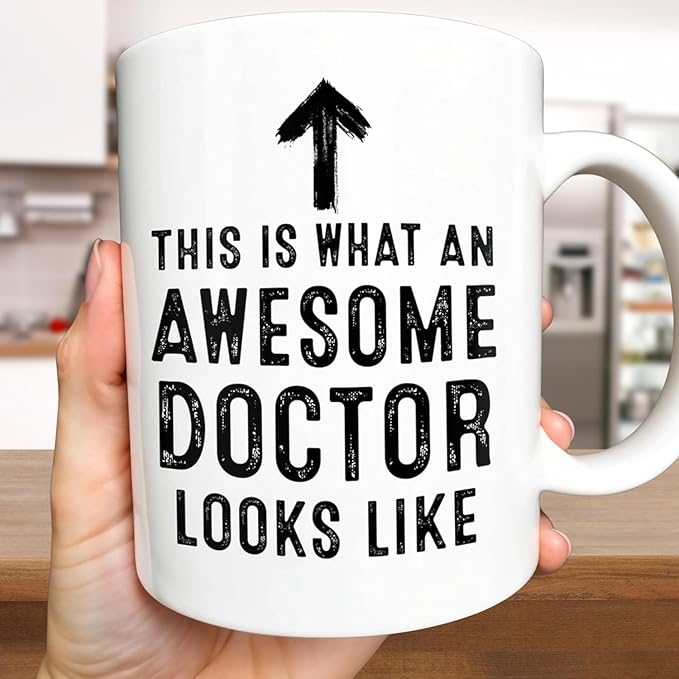Personalized Doctor Mug, This Is What An Awesome Doctor Looks Like Arrow Design Coffee Cup, Gift For Doctors Or Medical Students, Cool MD Graduation Or Doctor’s Day Present