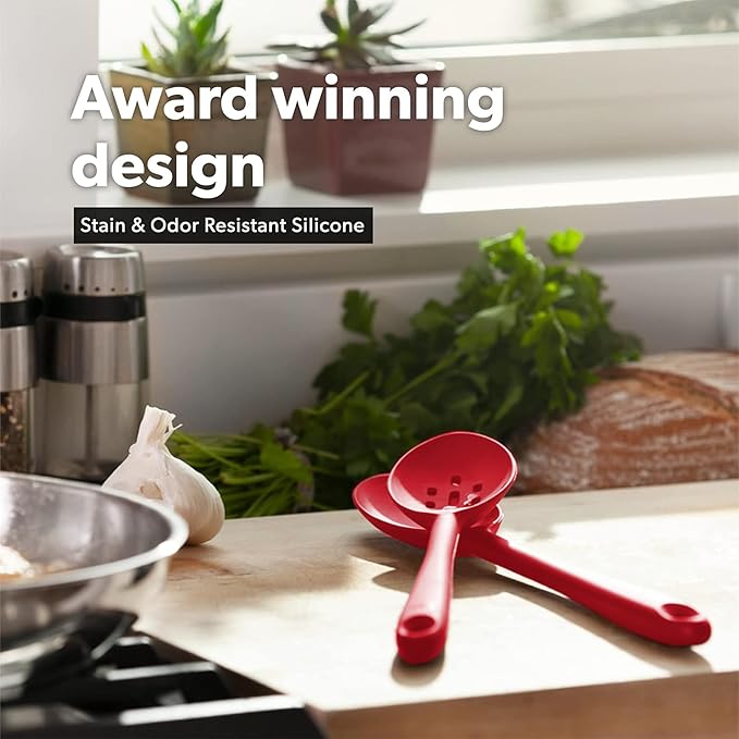DI ORO Seamless Series 3-Piece Spoon/Ladle Set (RED)