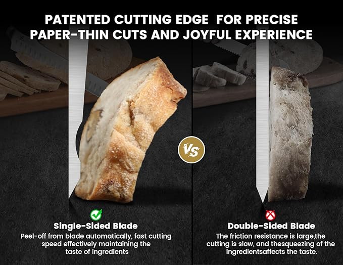 9 Inch Re-Sharpenable Bread Knife for Homemade Bread, Multifunction Serrated Knife, Razor Sharp Slicer, Forged High Carbon German Steel, Full Tang Ergonomic Handle Design for Sourdough Turkey Fruit