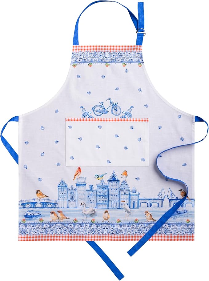 Maison d' Hermine 100% Cotton Apron for women with Pocket Kitchen Chef Apron for Men Cooking Gardening Server Waitress