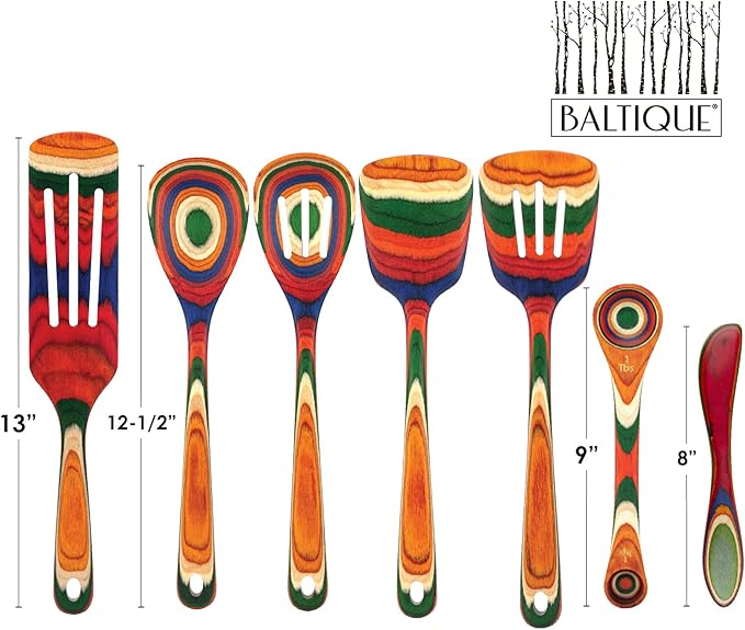 Totally Bamboo Baltique Marrakesh Collection 7 Piece Cooking Utensil Set, Safe for Nonstick