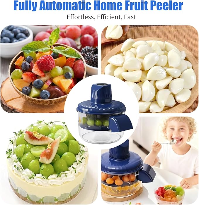 Large Size Electric Grape Peeler Machine, Automatic Multi-Functional Garlic Peeler Machine for Fruit, Tomato, Cherry, Potato, and Vegetables Efficient Kitchen Gadgets, Blue