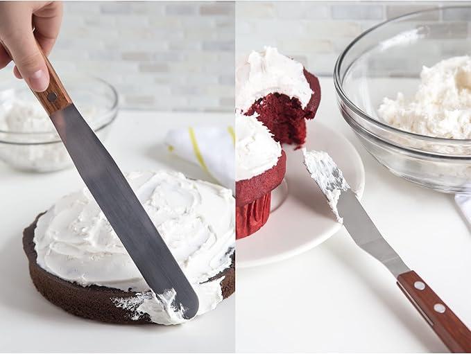 Fox Run Icing Spatula Set, 8" Offset and 13" Flat Decorating Spatulas, Stainless Steel