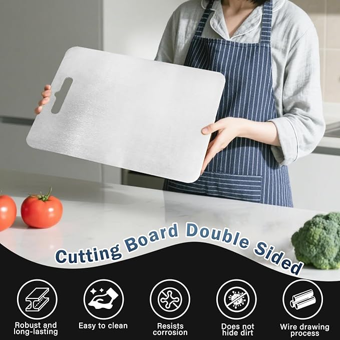 Titanium Cutting Board, Pure Ttitanium Cutting Boards for Kitchen, Double-sided Use, Suitable for Cutting Meat, Vegetables and Fruits (11.8"L x 7.8"W)
