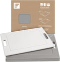 PLACEsMAT 2-in-1 Faux Leather Placemat & Serving Tray | Reversible Design, Lays Flat & Easy to Clean | Ottoman Food Tray, Perfect Housewarming Gift, 18” x 14” (Grey & White, Set of 4)