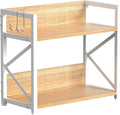 Spice-Rack-Organizer-Shelf for Kitchen Counter, 2 Tiers Coffee Bar Station Organizer for Countertop，Space Saving Desk Shelving Riser Unit (Maple, Medium)