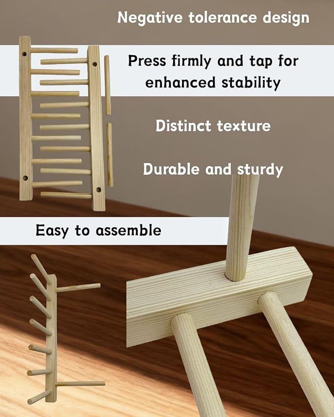 Wooden Dish Rack with Dish Drying Mat Kitchen Counter, Silicone mat Dish Drying Rack